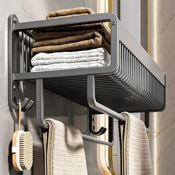 No Drill Metal Bathroom Wall Mounted Towel Rack